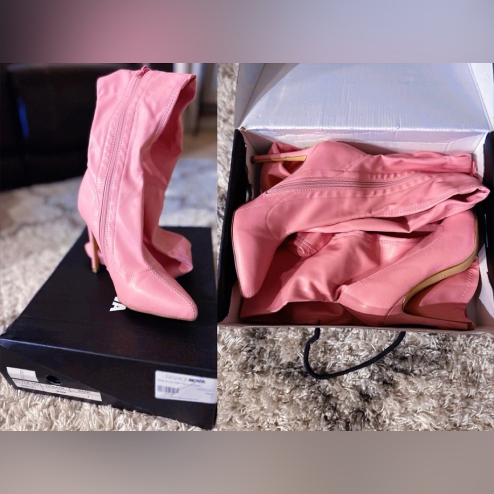 Fashion Nova Pink Knee-High Boots